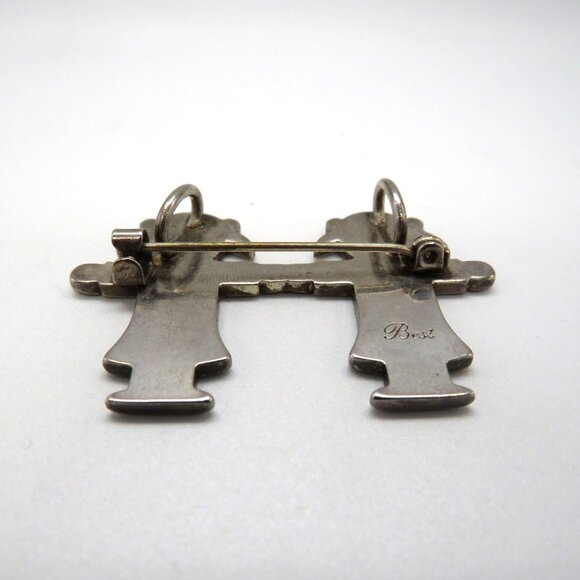 Best Brooch Pendant Twin Girls Sisters Doll 1.75" Silver Tone Pin Vintage - Picture 7 of 12